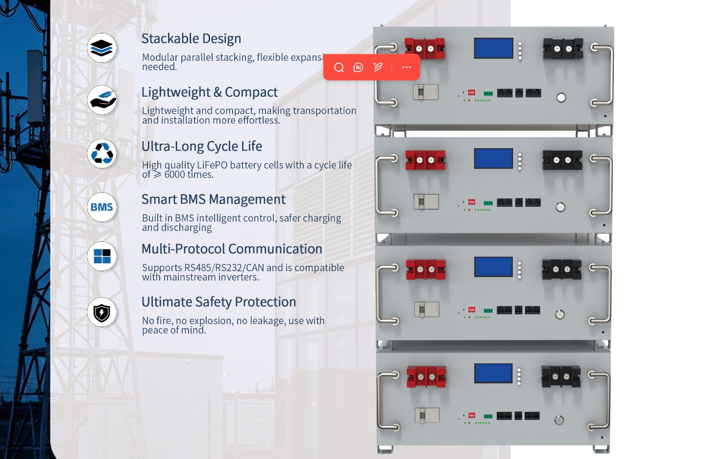 Rack Mounted LiFePO4 Battery